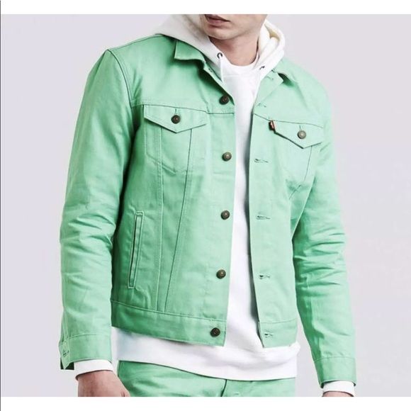 mint green jean jacket